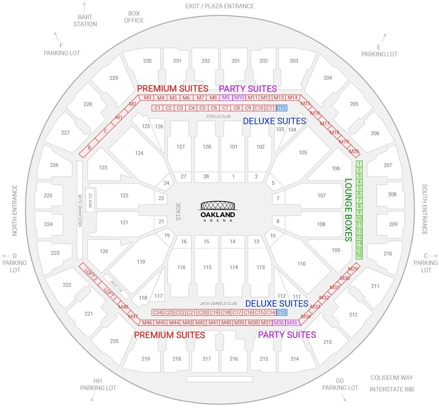 Oakland Arena Premium Sections
