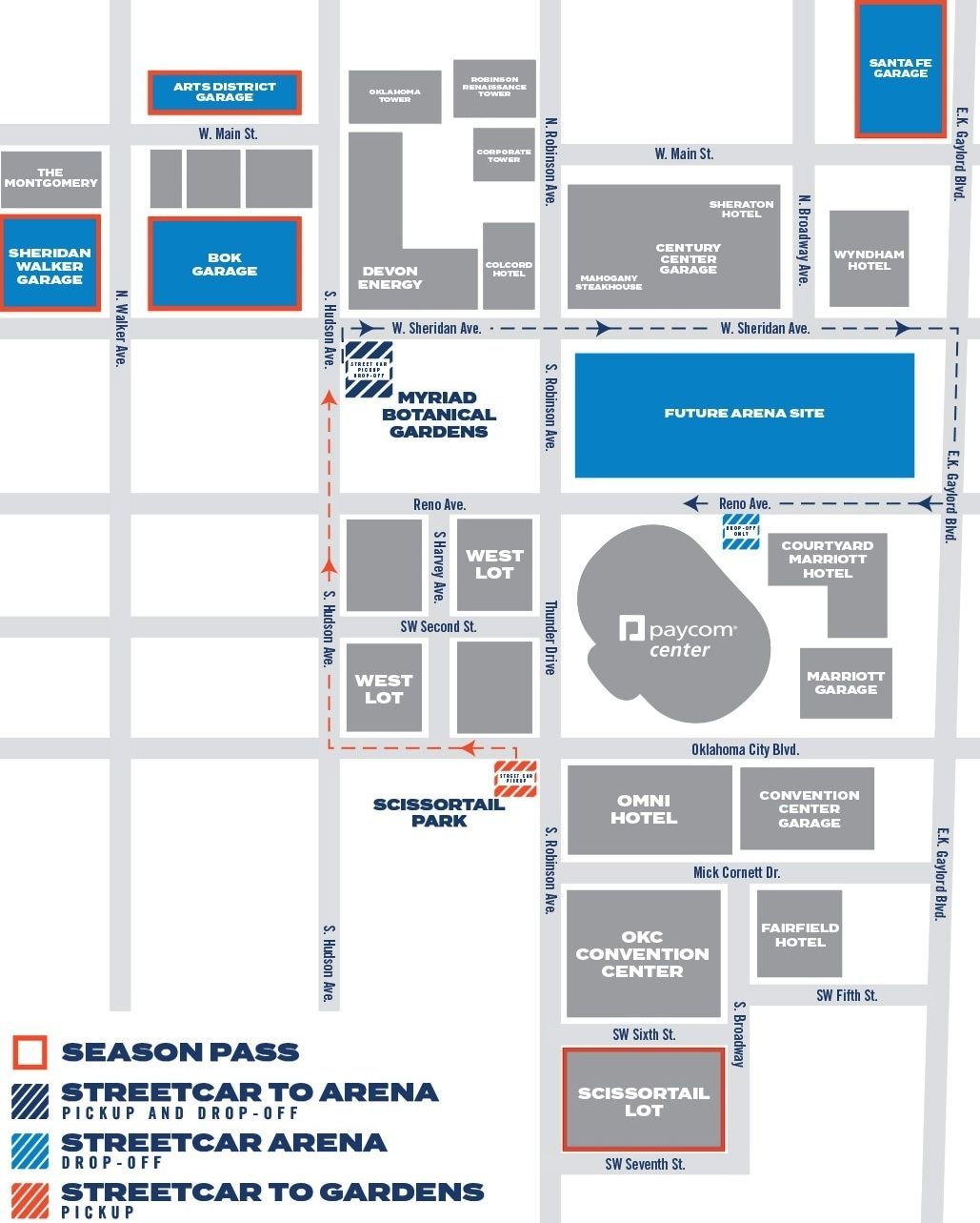 Paycom Center Parking Map