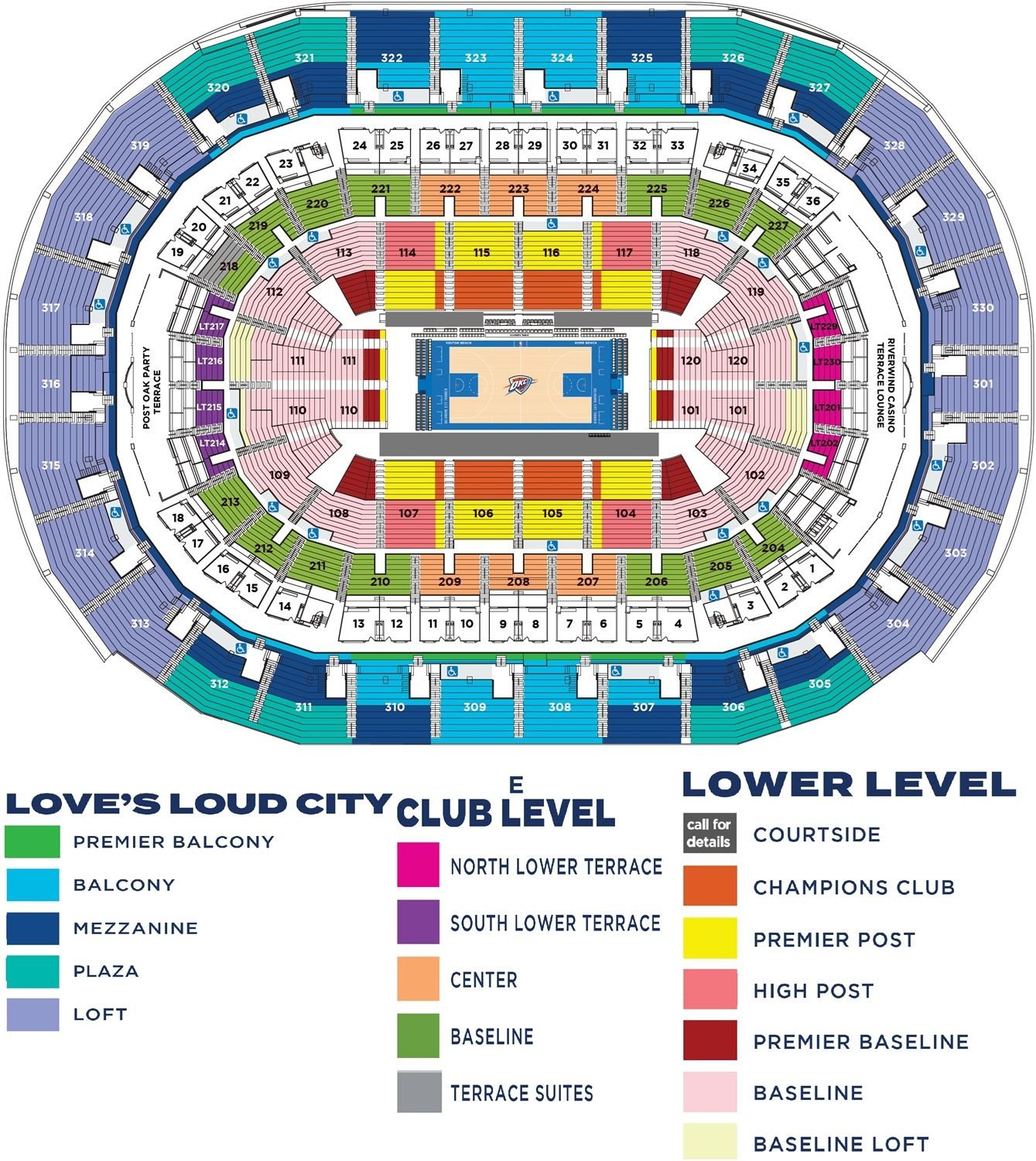 Paycom Center Seating Chart with Categories