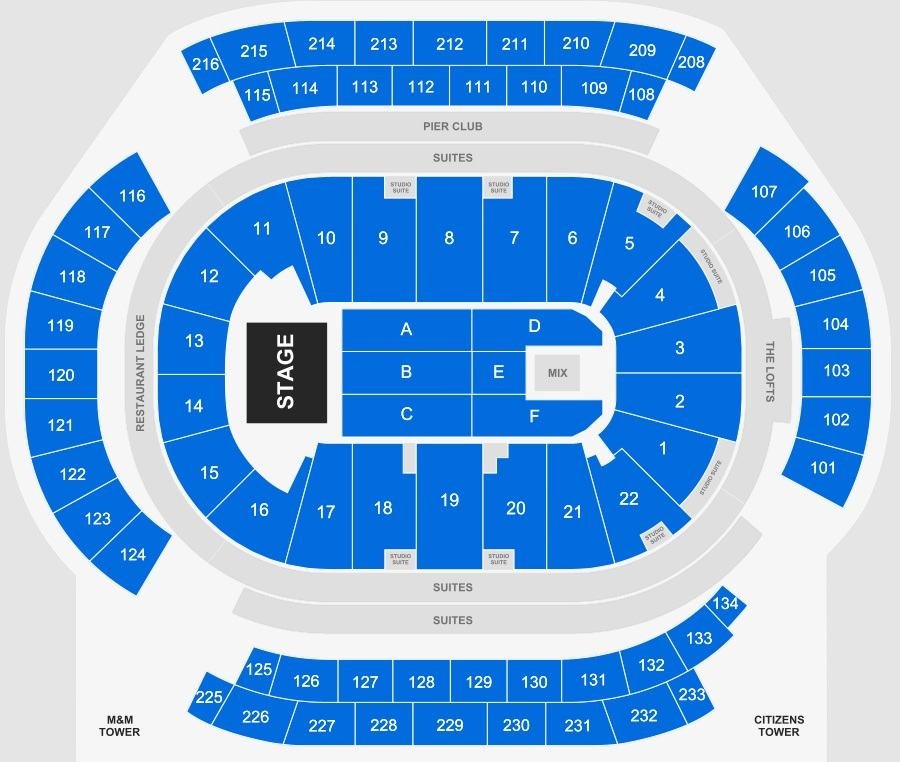 Prudential Center Concert Seating Chart in End Stage Layout