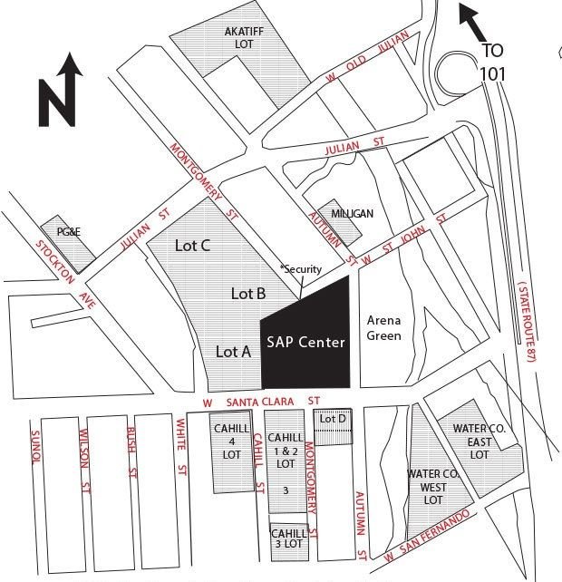 SAP Center Parking Map