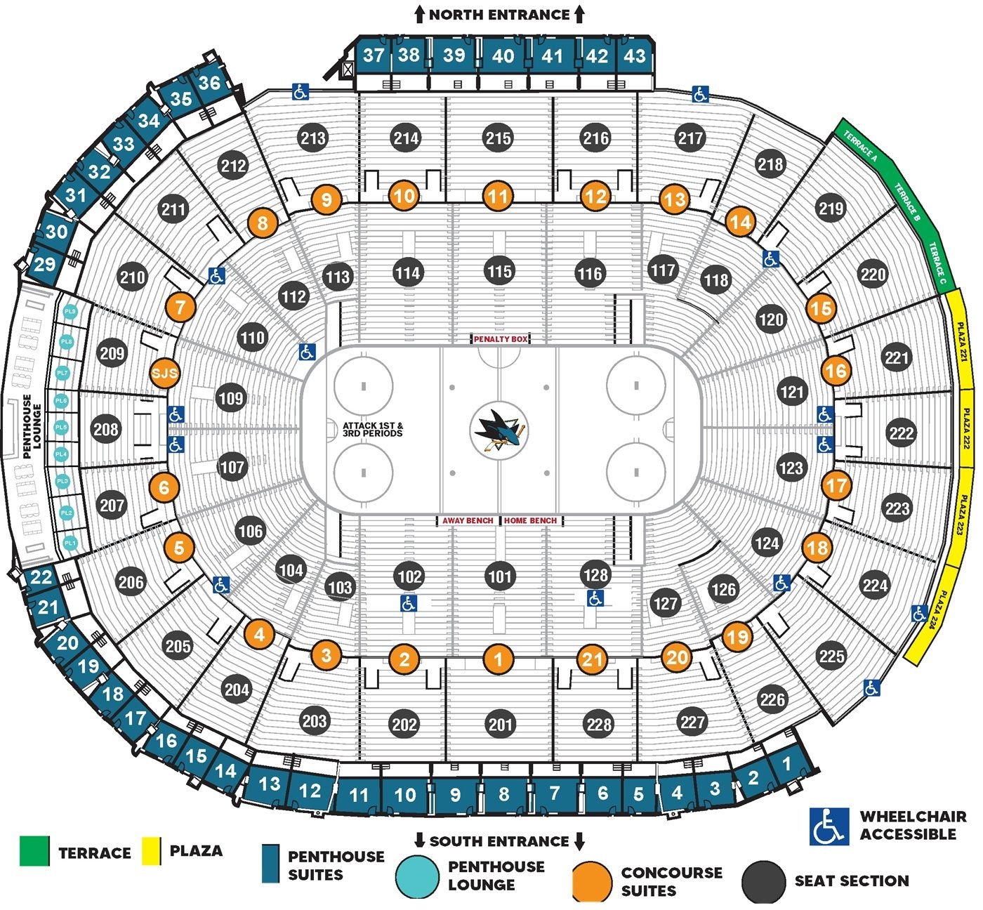 SAP Center Seating Chart for Sharks NHL Games