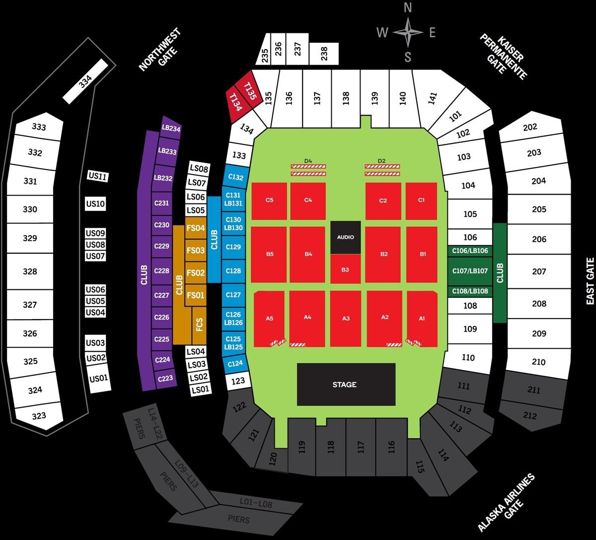 Snapdragon Stadium End Stage Concert Seating Plan