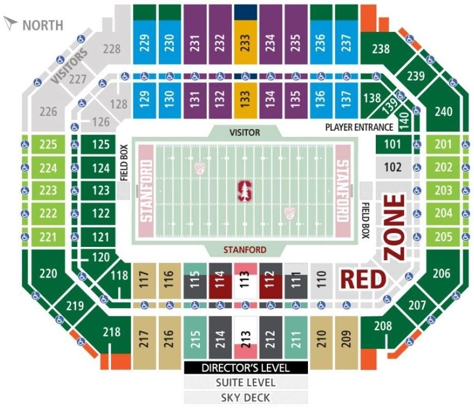 Stanford Stadium ADA Sections and Best Seats Map