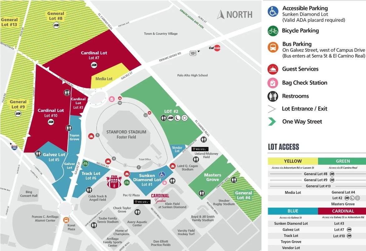 Stanford Stadium Parking Map