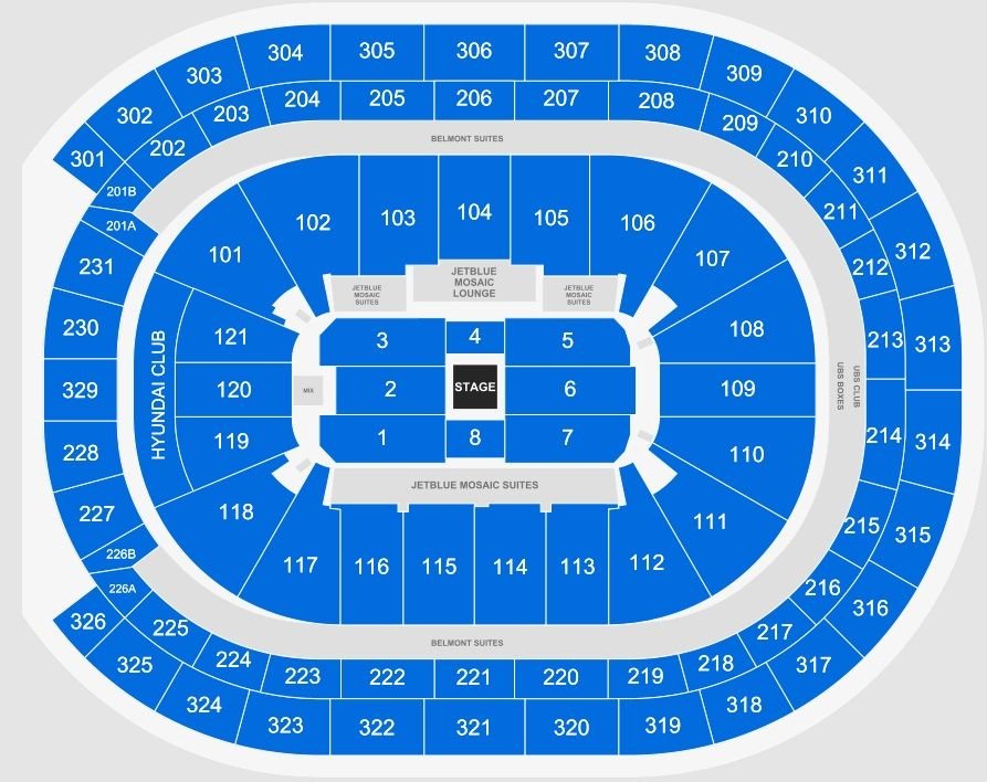 UBS Arena Concert Seating Chart in Center Layout