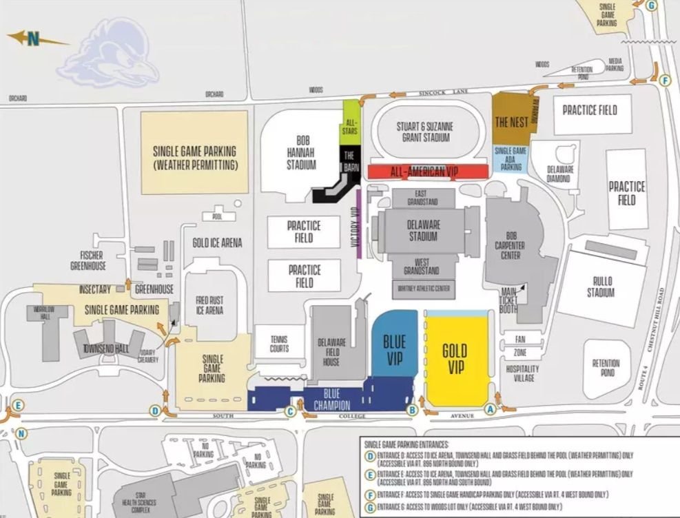 Delaware Stadium Parking Map