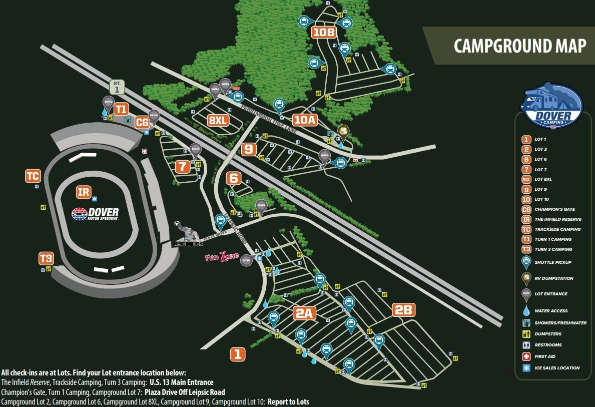 Dover Motor Speedway Camping Map