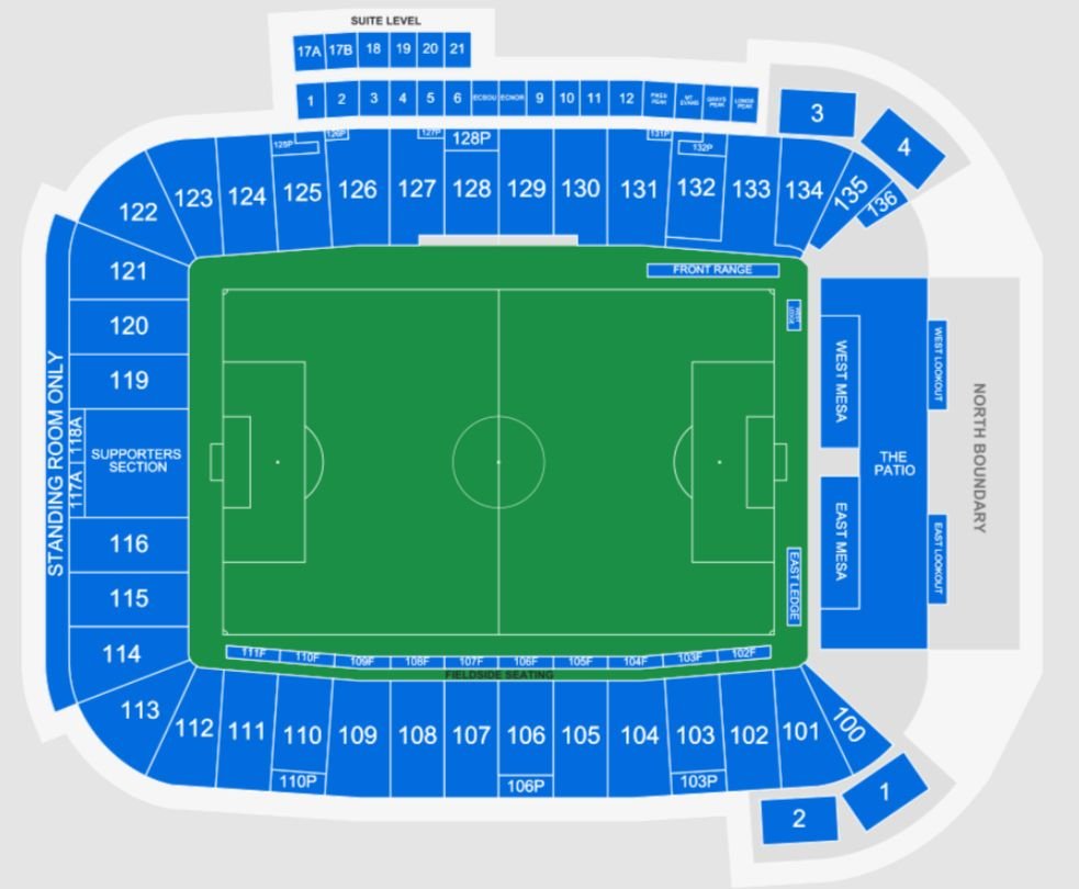 DSG Park Colorado Rapids Seating Plan