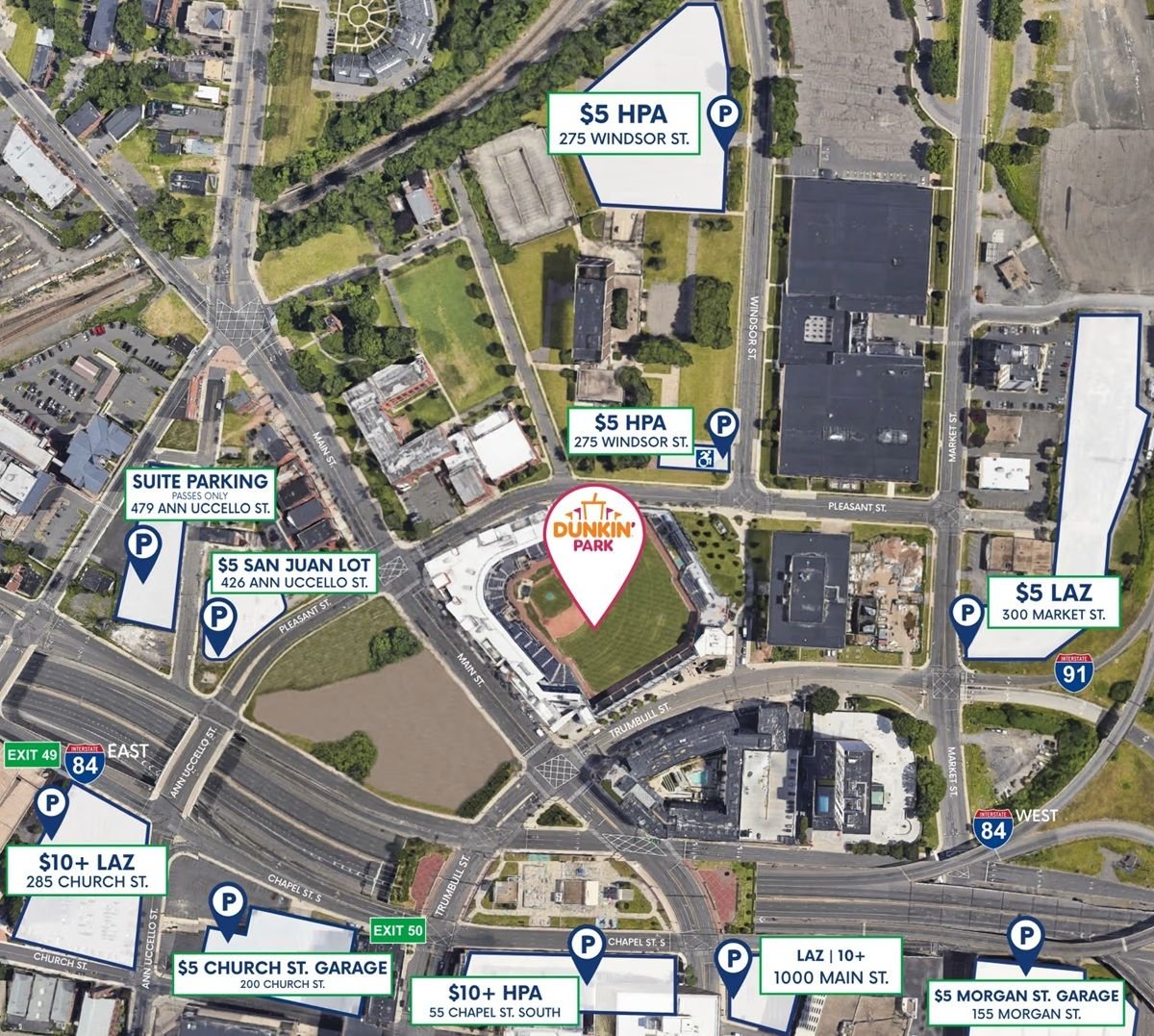 Dunkin Park Parking Lots