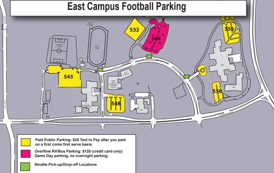 Folsom Field East Campus Parking Map