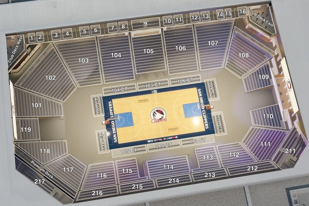 Frontwave Arena Basketball Seating Chart with Numbers