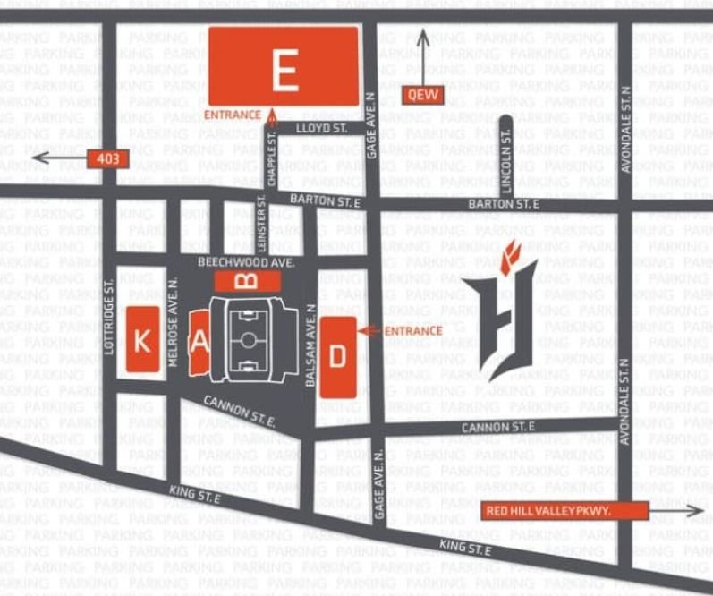 Hamilton Stadium Parking Map