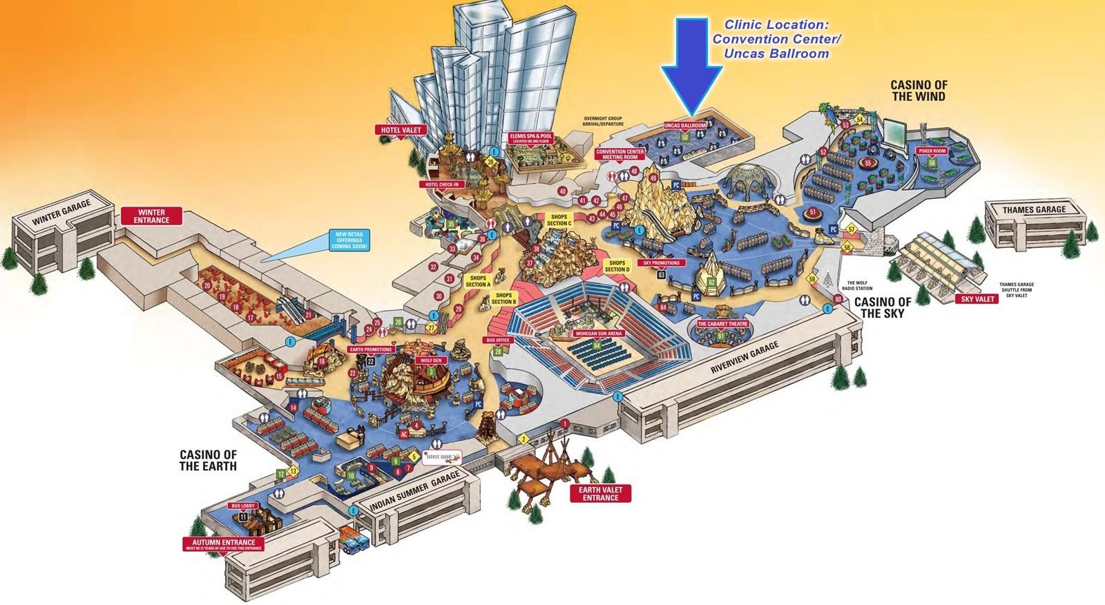 Mohegan Sun Arena Layout and Parking Map