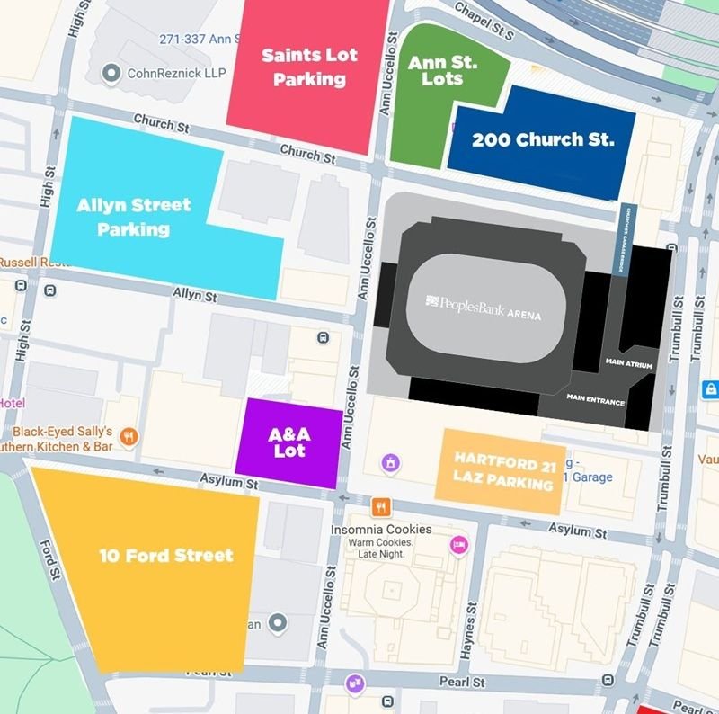 PeoplesBank Arena Parking Map