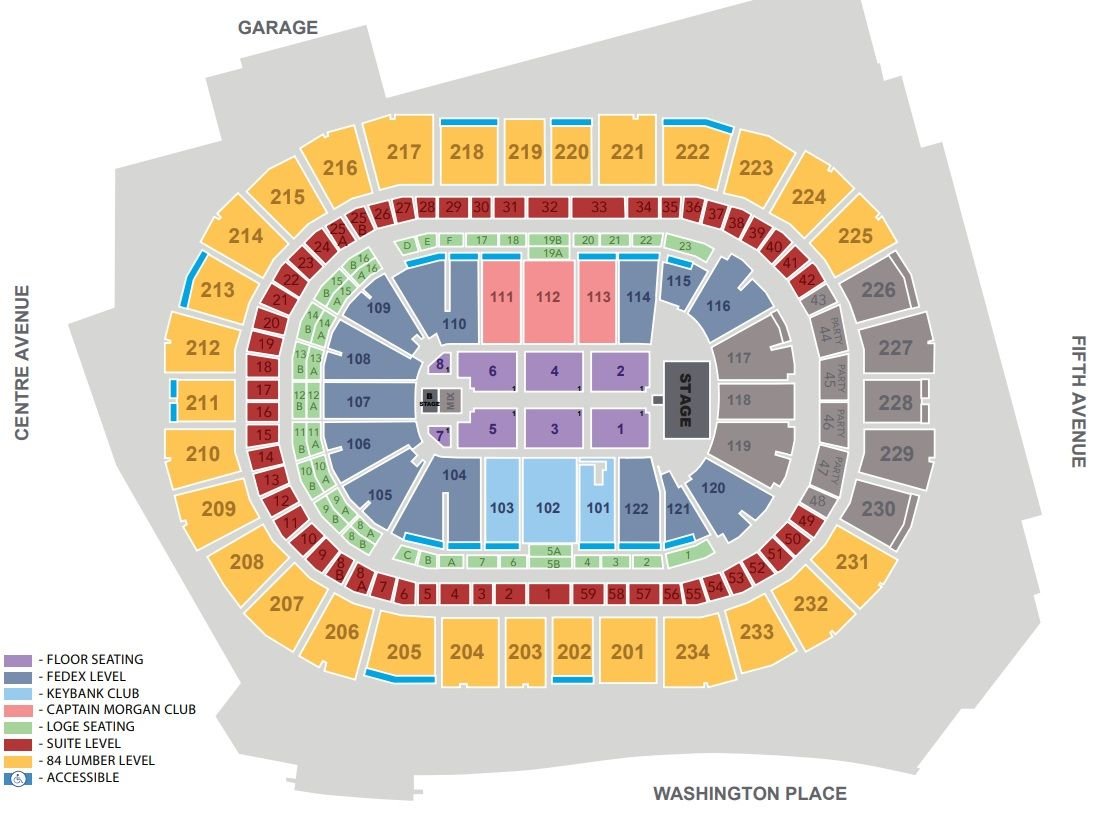 PPG Paints Arena Concert Seating Plan End Stage