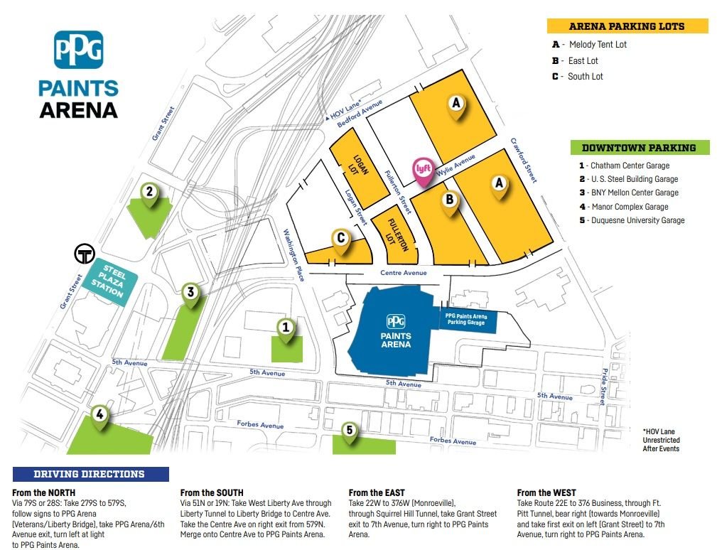 PPG Paints Arena Parking Map