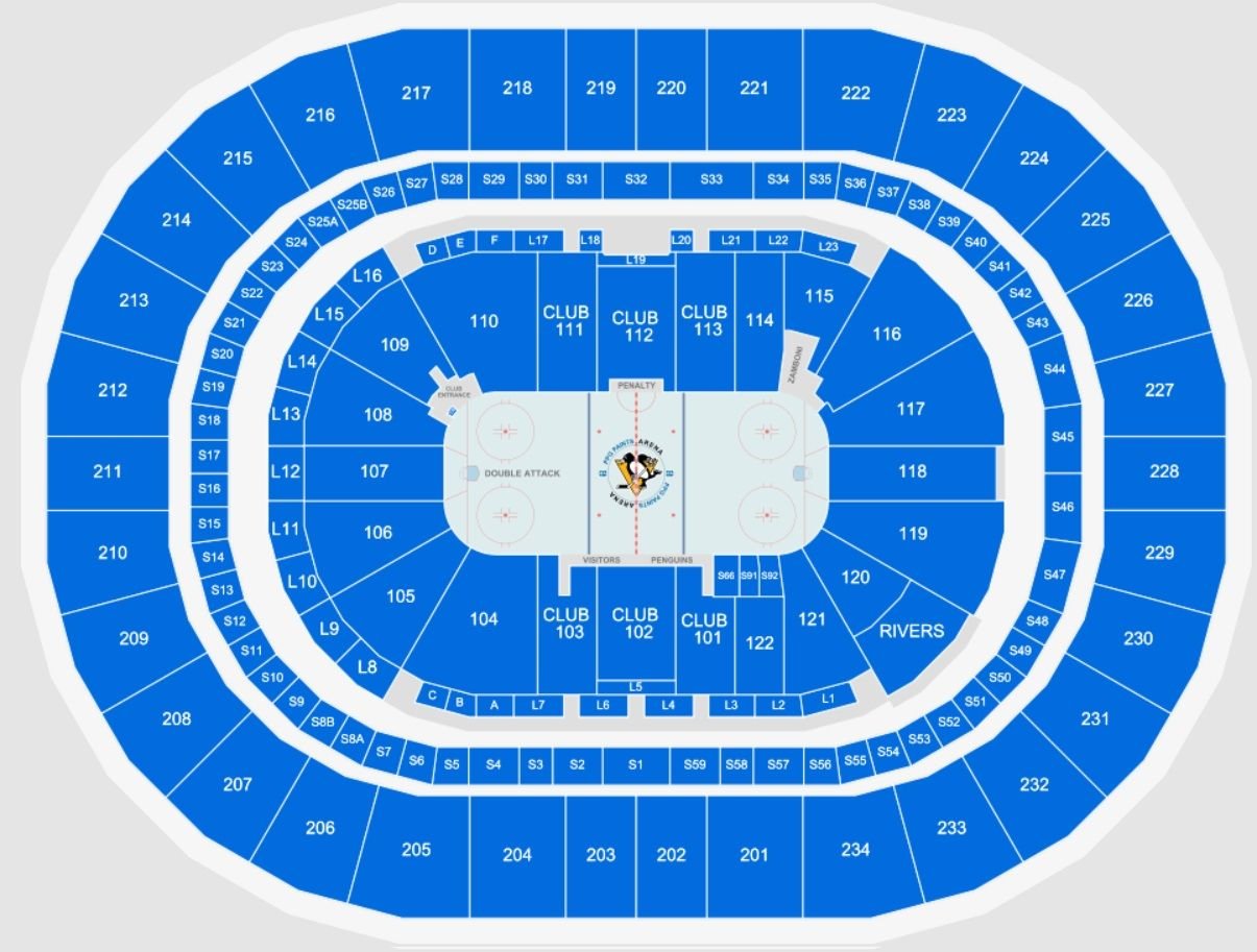 PPG Paints Arena Pittsburgh Penguins Seating Plan