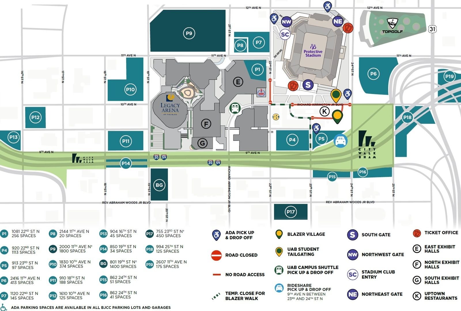 Protective Stadium Parking Map