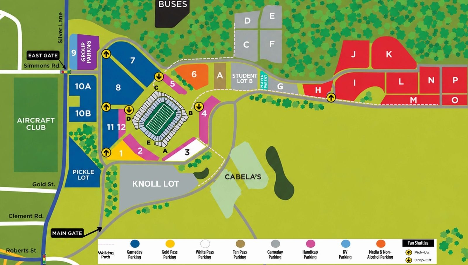 Rentschler Field Parking Map