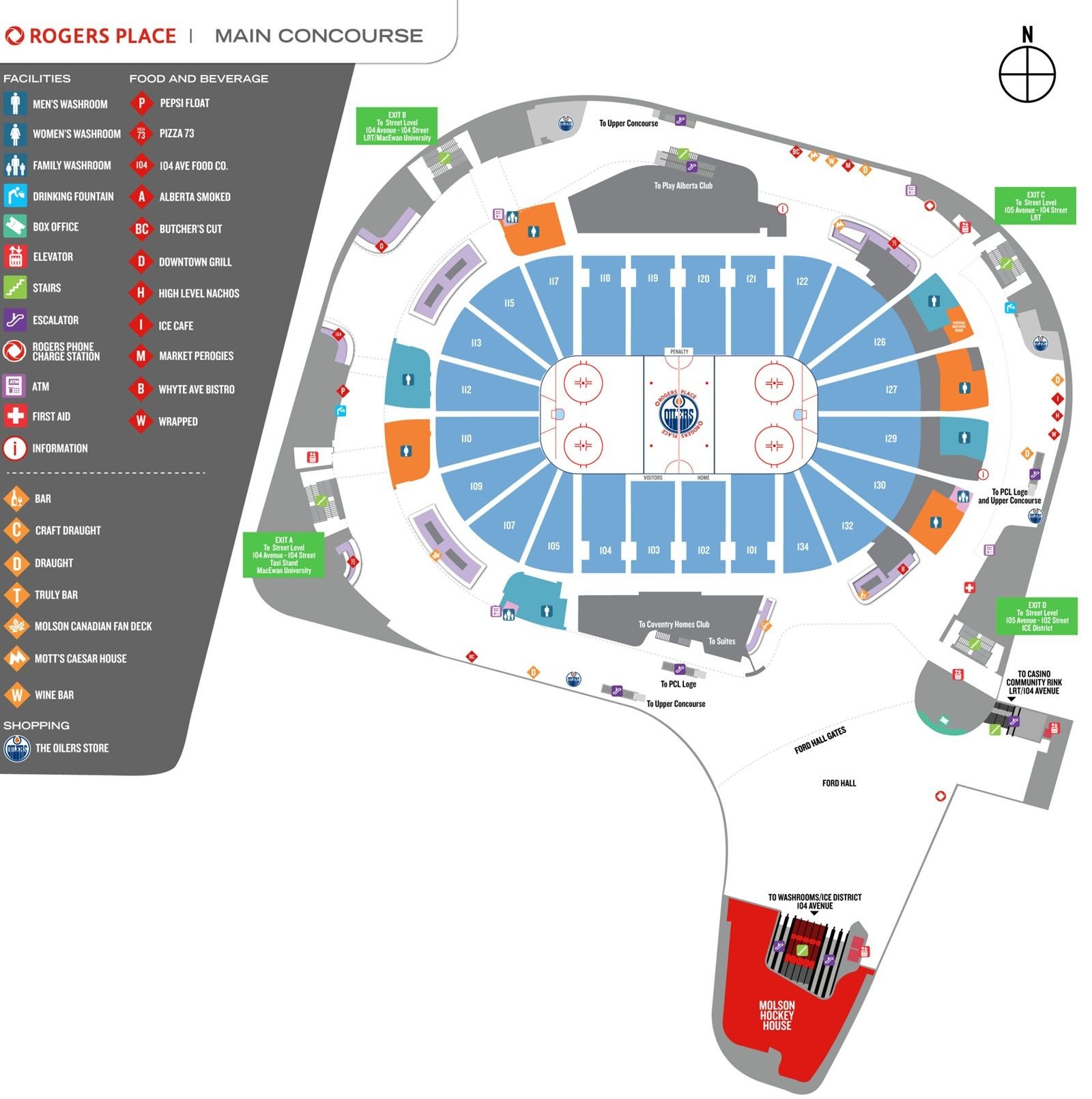 Rogers Place Concourse Map