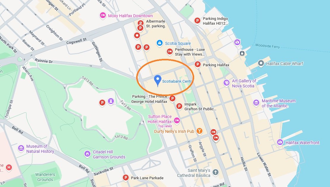 Scotiabank Centre Parking Map